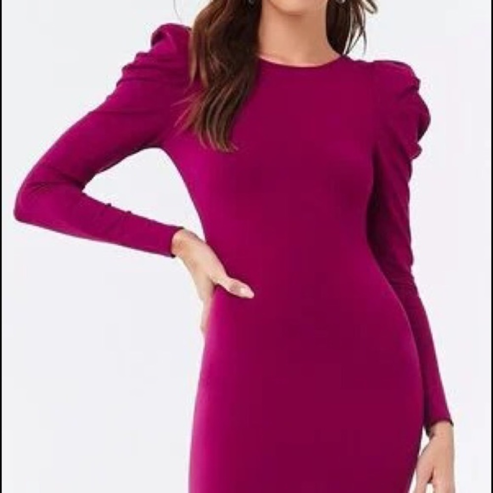 Forever 21 puff sleeve ribbed dress - Picture 3 of 6